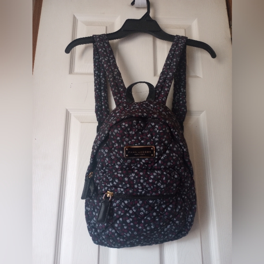 Marc Jacobs Black and Purple Floral Backpack